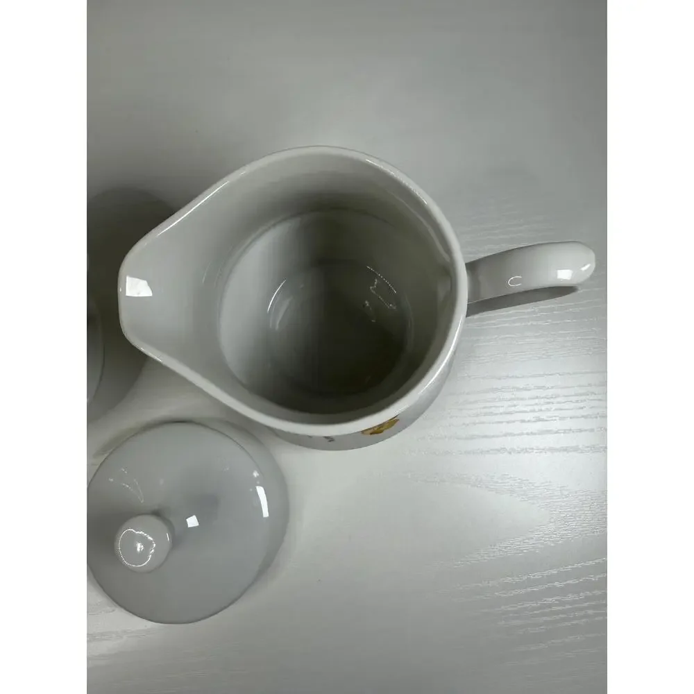 Vintage Mikasa Heather L5005 Fine China Sugar Bowl and Creamer Set, Gold Floral